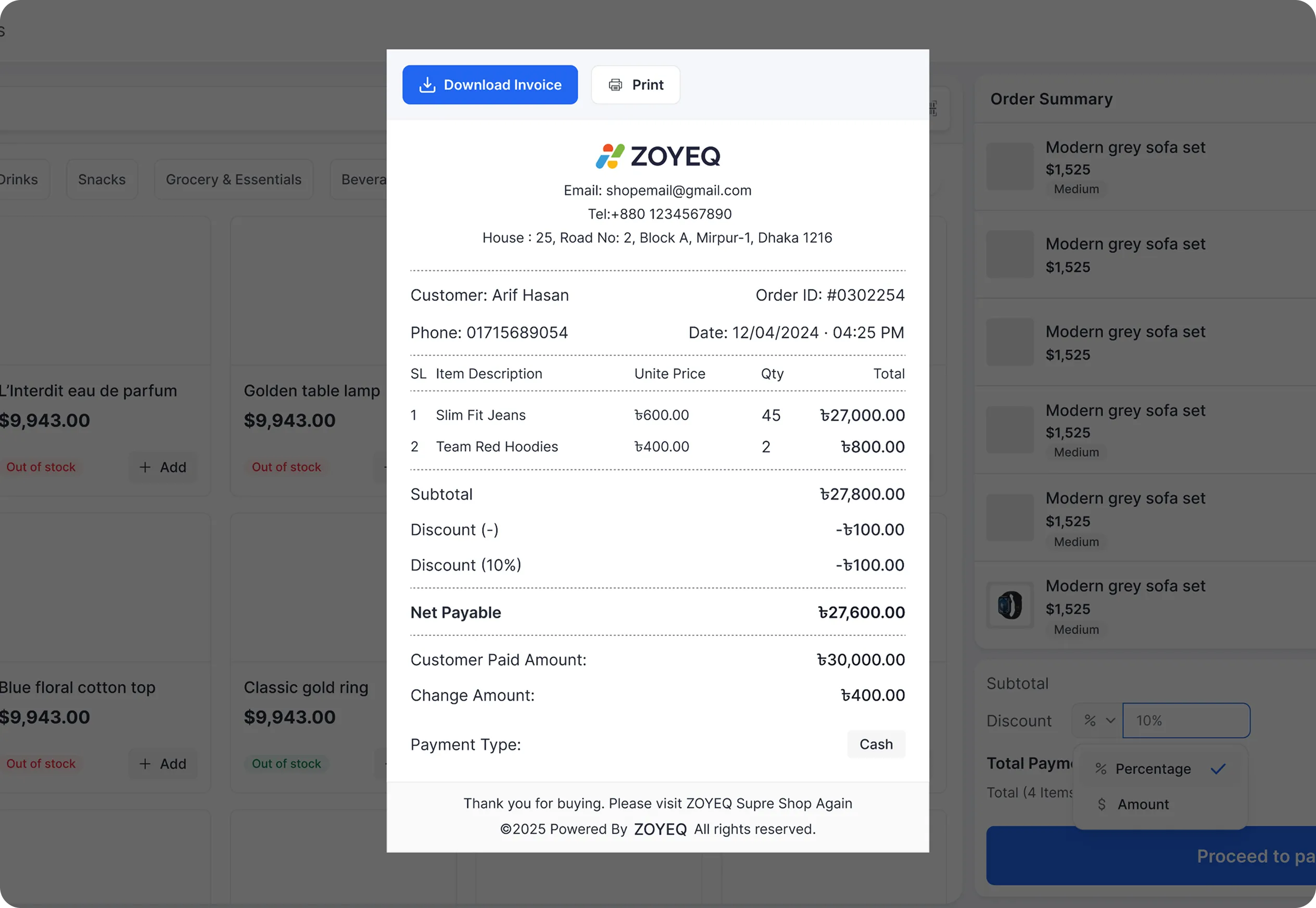 Create receipts and invoices in seconds