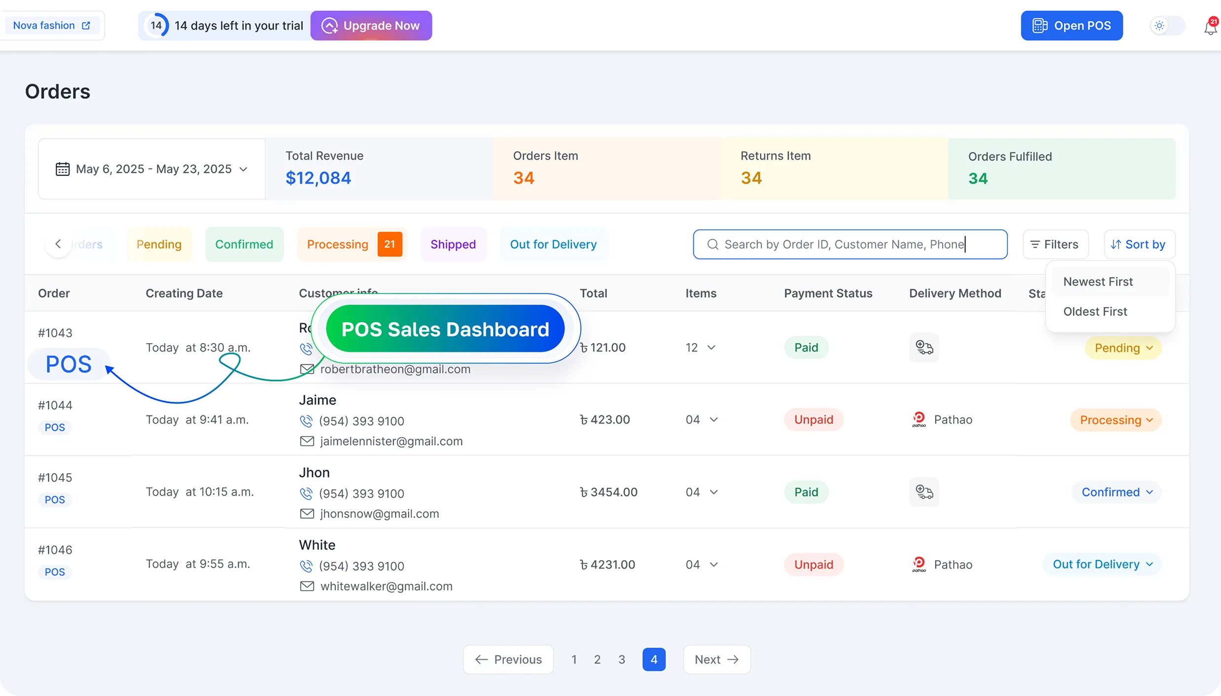 Real-time sales overview